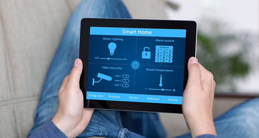 The ability to access and control security components from a mobile device is one of the top smart home trends in Concord. Close-up of smart home security app.
